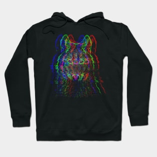 Dramabite Red Green Blue Glitch Wolf Hoodie